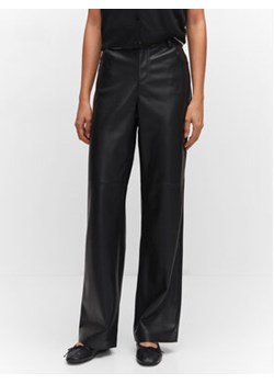 Mango Spodnie z imitacji skóry High 57054407 Czarny Straight Fit ze sklepu MODIVO w kategorii Spodnie damskie - zdjęcie 168589221