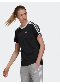 adidas T-Shirt Essentials 3-Stripes GS1379 Czarny Loose Fit ze sklepu MODIVO w kategorii Bluzki damskie - zdjęcie 168589753