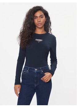 Tommy Jeans Bluzka Tjw Slim Essential Logo 1 Tee Ls DW0DW17840 Granatowy Slim Fit ze sklepu MODIVO w kategorii Bluzki damskie - zdjęcie 168594561