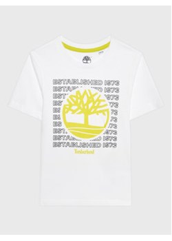 Timberland T-Shirt T25T97 S Biały Regular Fit ze sklepu MODIVO w kategorii T-shirty chłopięce - zdjęcie 168595833