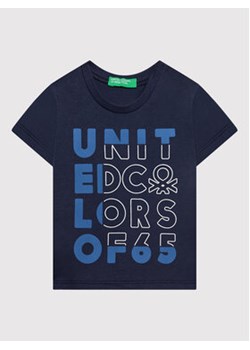 United Colors Of Benetton T-Shirt 3I1XG100G Granatowy Regular Fit ze sklepu MODIVO w kategorii Koszulki niemowlęce - zdjęcie 168598063