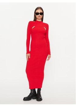 Hugo Sukienka dzianinowa Sirgin 50493747 Czerwony Slim Fit ze sklepu MODIVO w kategorii Sukienki - zdjęcie 168599110