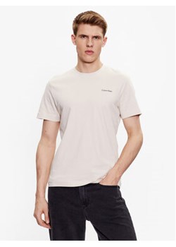 Calvin Klein T-Shirt Micro Logo Interlock K10K109894 Beżowy Regular Fit ze sklepu MODIVO w kategorii T-shirty męskie - zdjęcie 168600342