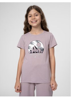 4F T-Shirt 4FJSS23TTSHF389 Fioletowy Regular Fit ze sklepu MODIVO w kategorii Bluzki dziewczęce - zdjęcie 168601813