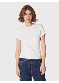 Tommy Jeans T-Shirt Essential DW0DW14876 Biały Slim Fit ze sklepu MODIVO w kategorii Bluzki damskie - zdjęcie 168602143