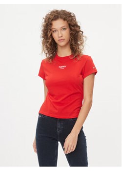 Tommy Jeans T-Shirt Bby Essential Logo DW0DW16435 Czerwony Slim Fit ze sklepu MODIVO w kategorii Bluzki damskie - zdjęcie 168608364