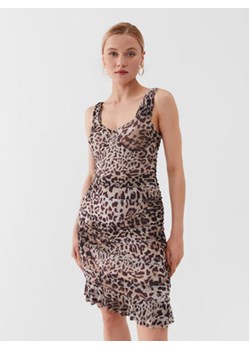 Guess Sukienka koktajlowa W3YK0C KBBF2 Brązowy Slim Fit ze sklepu MODIVO w kategorii Sukienki - zdjęcie 168611234
