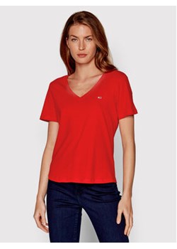 Tommy Jeans T-Shirt DW0DW14617 Czerwony Slim Fit ze sklepu MODIVO w kategorii Bluzki damskie - zdjęcie 168611502