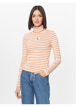 Calvin Klein Jeans Golf J20J222246 Pomarańczowy Slim Fit ze sklepu MODIVO w kategorii Bluzki damskie - zdjęcie 168611891