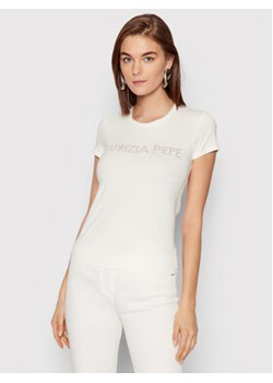 Patrizia Pepe T-Shirt 8M1419/J013-W146 Biały Regular Fit ze sklepu MODIVO w kategorii Bluzki damskie - zdjęcie 168613221