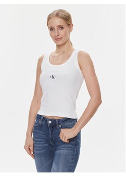 Calvin Klein Jeans Top J20J222566 Biały Slim Fit ze sklepu MODIVO w kategorii Bluzki damskie - zdjęcie 168618783