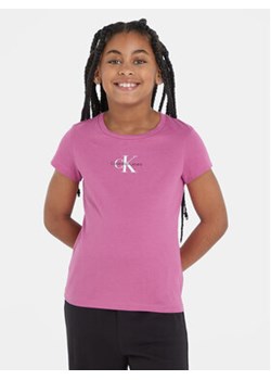 Calvin Klein Jeans T-Shirt Micro Monogram IG0IG01470 Różowy Slim Fit ze sklepu MODIVO w kategorii Bluzki dziewczęce - zdjęcie 168619820