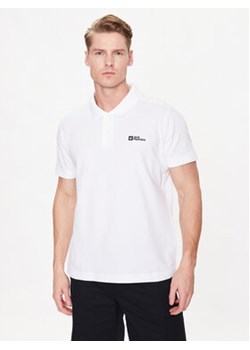 Jack Wolfskin Polo Essential 1809301 Biały Regular Fit ze sklepu MODIVO w kategorii T-shirty męskie - zdjęcie 168620951