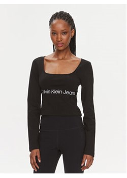 Calvin Klein Jeans Bluzka J20J222013 Czarny Regular Fit ze sklepu MODIVO w kategorii Bluzki damskie - zdjęcie 168622624
