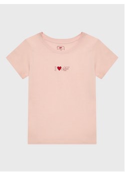 4F T-Shirt HJZ22-JTSD005 Różowy Regular Fit ze sklepu MODIVO w kategorii Bluzki dziewczęce - zdjęcie 168623942