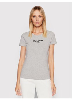 Pepe Jeans T-Shirt New Virgina PL505202 Szary Slim Fit ze sklepu MODIVO w kategorii Bluzki damskie - zdjęcie 168626433
