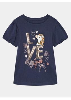 Guess T-Shirt K4RI16 K6YW4 Granatowy Regular Fit ze sklepu MODIVO w kategorii Bluzki dziewczęce - zdjęcie 168634984