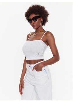 Calvin Klein Jeans Top J20J221009 Biały Slim Fit ze sklepu MODIVO w kategorii Bluzki damskie - zdjęcie 168641423