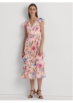Lauren Ralph Lauren Sukienka koktajlowa 250908442001 Różowy Regular Fit ze sklepu MODIVO w kategorii Sukienki - zdjęcie 168645644