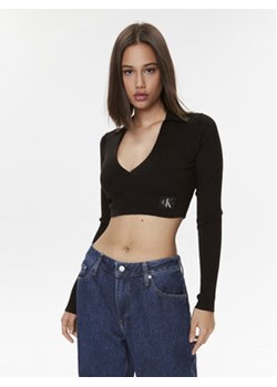 Calvin Klein Jeans Bluzka J20J221969 Czarny Slim Fit ze sklepu MODIVO w kategorii Bluzki damskie - zdjęcie 168647841