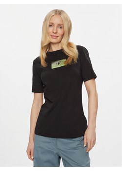 Calvin Klein Jeans T-Shirt Illuminated Box Logo Slim Tee J20J222898 Czarny Slim Fit ze sklepu MODIVO w kategorii Bluzki damskie - zdjęcie 168648880