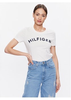 Tommy Hilfiger T-Shirt WW0WW37864 Écru Regular Fit ze sklepu MODIVO w kategorii Bluzki damskie - zdjęcie 168652912