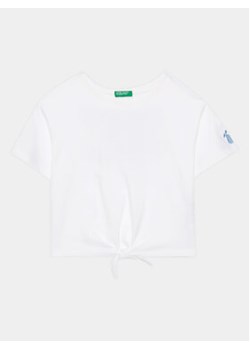 United Colors Of Benetton T-Shirt 3096C10BU Biały Regular Fit ze sklepu MODIVO w kategorii Bluzki dziewczęce - zdjęcie 168653332