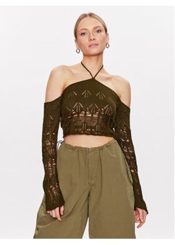 BDG Urban Outfitters Sweter BDG LADDERED HALTER NECK 76469477 Khaki Cropped Fit ze sklepu MODIVO w kategorii Swetry damskie - zdjęcie 168653922