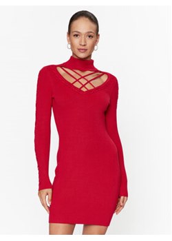Guess Sukienka dzianinowa W3BK0W Z2YJ2 Czerwony Slim Fit ze sklepu MODIVO w kategorii Sukienki - zdjęcie 168654121