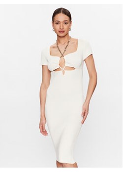 Pinko Sukienka dzianinowa 101173 A0TU Biały Regular Fit ze sklepu MODIVO w kategorii Sukienki - zdjęcie 168655310