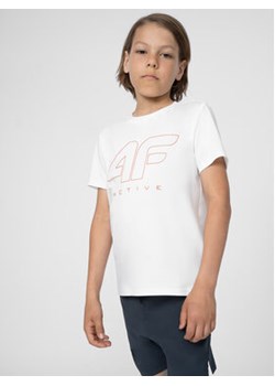 4F T-Shirt 4FJSS23TFTSM166 Biały Regular Fit ze sklepu MODIVO w kategorii Bluzki dziewczęce - zdjęcie 168656662