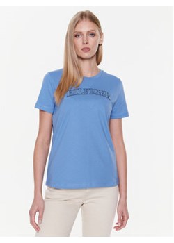 Tommy Hilfiger T-Shirt Tonal WW0WW37562 Niebieski Regular Fit ze sklepu MODIVO w kategorii Bluzki damskie - zdjęcie 168657652