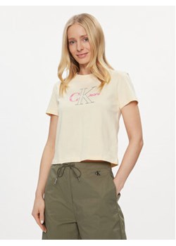 Calvin Klein Jeans T-Shirt Bold Monologo Baby Tee J20J222639 Écru Regular Fit ze sklepu MODIVO w kategorii Bluzki damskie - zdjęcie 168657971