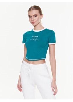 Guess T-Shirt Signature V3GI02 KBNW0 Niebieski Slim Fit ze sklepu MODIVO w kategorii Bluzki damskie - zdjęcie 168658520