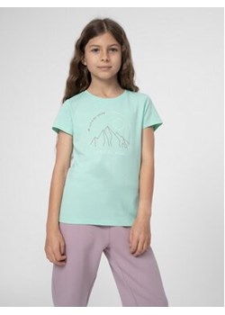 4F T-Shirt 4FJSS23TTSHF387 Zielony Regular Fit ze sklepu MODIVO w kategorii Bluzki dziewczęce - zdjęcie 168659742