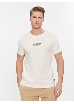 Tommy Hilfiger T-Shirt Small Hilfiger Tee MW0MW34387 Écru Slim Fit ze sklepu MODIVO w kategorii T-shirty męskie - zdjęcie 168662632