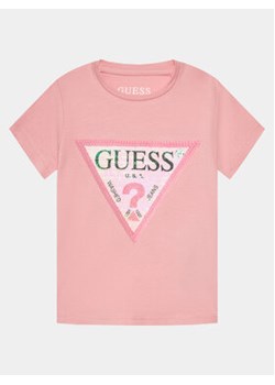 Guess T-Shirt K4RI31 K6YW1 Różowy Regular Fit ze sklepu MODIVO w kategorii Bluzki dziewczęce - zdjęcie 168663572