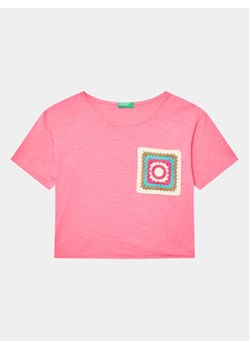 United Colors Of Benetton T-Shirt 3LHAC10BV Różowy Regular Fit ze sklepu MODIVO w kategorii Bluzki dziewczęce - zdjęcie 168665073