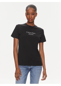 Calvin Klein Jeans T-Shirt Institutional J20J223222 Czarny Regular Fit ze sklepu MODIVO w kategorii Bluzki damskie - zdjęcie 168666754