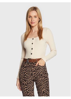 Guess Bluzka W2YP10 K8RT2 Beżowy Slim Fit ze sklepu MODIVO w kategorii Bluzki damskie - zdjęcie 168670461