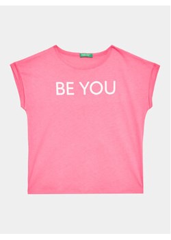 United Colors Of Benetton T-Shirt 3096C10C1 Różowy Regular Fit ze sklepu MODIVO w kategorii Bluzki dziewczęce - zdjęcie 168670601