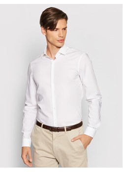 Calvin Klein Koszula 2ply Poplin Stretch Slim Shirt K10K103025 Biały Slim Fit ze sklepu MODIVO w kategorii Koszule męskie - zdjęcie 168671013