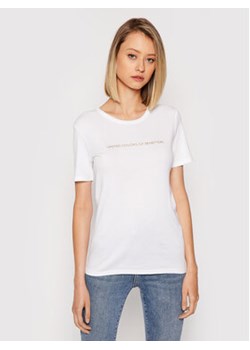 United Colors Of Benetton T-Shirt 3GA2E16A2 Biały Regular Fit ze sklepu MODIVO w kategorii Bluzki damskie - zdjęcie 168675942