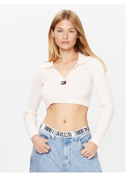 Tommy Jeans Sweter DW0DW14950 Różowy Slim Fit ze sklepu MODIVO w kategorii Swetry damskie - zdjęcie 168676851
