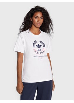 adidas T-Shirt Graphic HL6556 Biały Regular Fit ze sklepu MODIVO w kategorii Bluzki damskie - zdjęcie 168680250