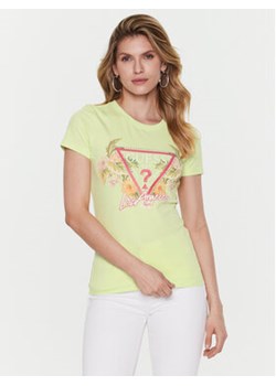 Guess T-Shirt Triangle Flowers W3GI41 J1314 Zielony Slim Fit ze sklepu MODIVO w kategorii Bluzki damskie - zdjęcie 168680904