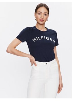 Tommy Hilfiger T-Shirt WW0WW37864 Granatowy Regular Fit ze sklepu MODIVO w kategorii Bluzki damskie - zdjęcie 168682652