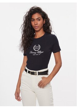 Tommy Hilfiger T-Shirt Flag Script WW0WW41761 Granatowy Slim Fit ze sklepu MODIVO w kategorii Bluzki damskie - zdjęcie 168684913