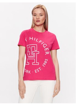 Tommy Hilfiger T-Shirt WW0WW40051 Różowy Regular Fit ze sklepu MODIVO w kategorii Bluzki damskie - zdjęcie 168686651