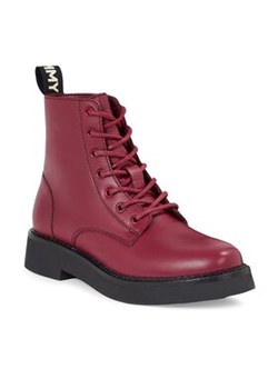 Tommy Jeans Botki Tjw Lace Up Flat Boot EN0EN02310 Czerwony ze sklepu MODIVO w kategorii Workery damskie - zdjęcie 168692553